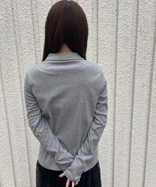 merrylatte(メリーラテ)の「NEP RIB CARDIGAN【IROHANI】(カーディガン/ボレロ・レディース・グレー・FREE)」の2枚目の写真