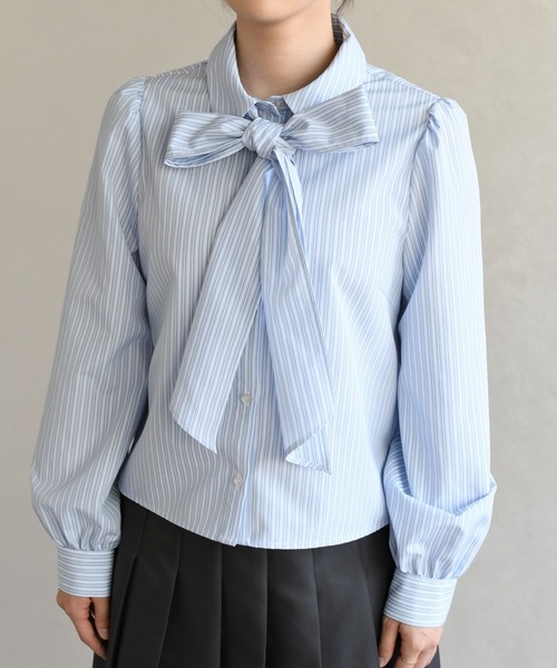 31 Sons de mode（トランテアン　ソン　ドゥ　モード）の「2026春夏新作 ボウタイ衿シャツブラウス（シャツ/ブラウス・レディース・イエロー/オフホワイト/ブルー・ﾌﾘ-）」の16枚目の写真