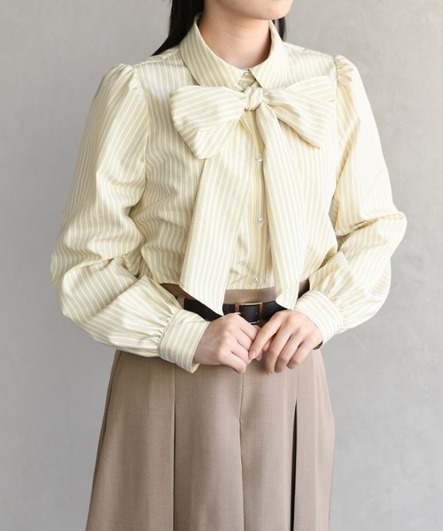 31 Sons de mode（トランテアン　ソン　ドゥ　モード）の「2026春夏新作 ボウタイ衿シャツブラウス（シャツ/ブラウス・レディース・イエロー/オフホワイト/ブルー・ﾌﾘ-）」の10枚目の写真