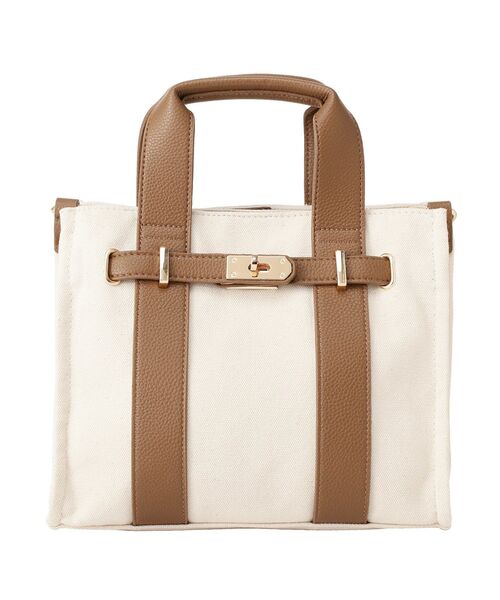 Green Parks(グリーンパークス)の「2WAYベルトミニトート(トートバッグ・レディース・ブラック/アイボリー・FREE)」の1枚目の写真