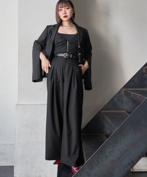 Mavie..7(メヴィセットゥ)の「【Mavie..7】サイドレースUPジャケット(テーラードジャケット・レディース・ストライプ/ブラック・FREE)」の7枚目の写真