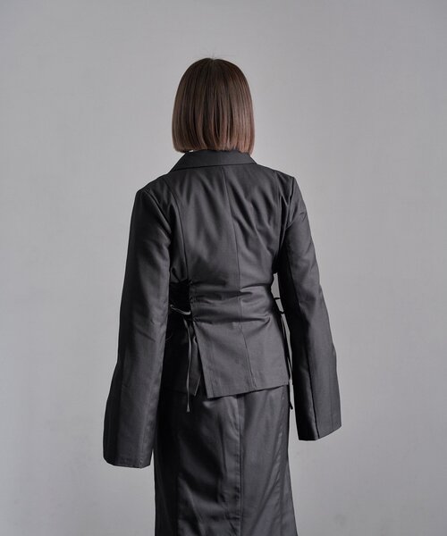 Mavie..7(メヴィセットゥ)の「【Mavie..7】サイドレースUPジャケット(テーラードジャケット・レディース・ストライプ/ブラック・FREE)」の9枚目の写真