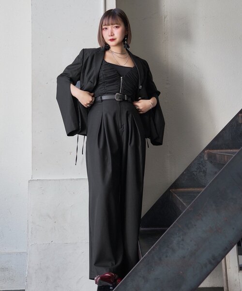 Mavie..7(メヴィセットゥ)の「【Mavie..7】サイドレースUPジャケット(テーラードジャケット・レディース・ストライプ/ブラック・FREE)」の19枚目の写真