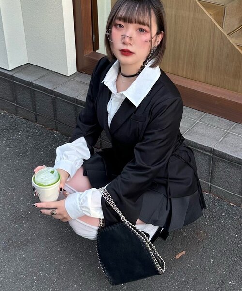 Mavie..7(メヴィセットゥ)の「【Mavie..7】サイドレースUPジャケット(テーラードジャケット・レディース・ストライプ/ブラック・FREE)」の20枚目の写真