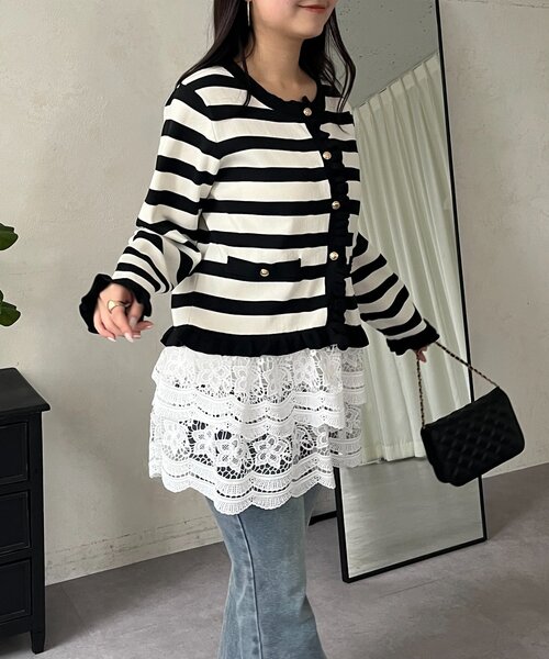 prose verse（プロズヴェール）の「フラワーレースレイヤードミニスカート（スカート・レディース・オフホワイト・MEDIUM/LARGE）」の15枚目の写真