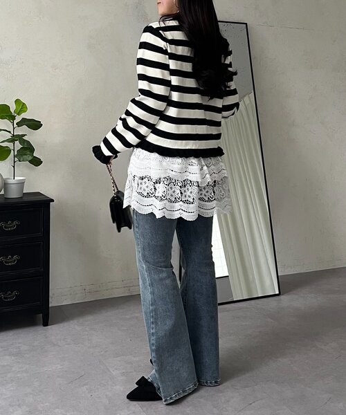 prose verse（プロズヴェール）の「フラワーレースレイヤードミニスカート（スカート・レディース・オフホワイト・MEDIUM/LARGE）」の7枚目の写真