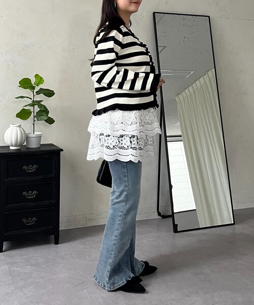 prose verse（プロズヴェール）の「フラワーレースレイヤードミニスカート（スカート・レディース・オフホワイト・MEDIUM/LARGE）」の9枚目の写真