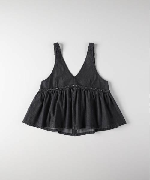 Right-on（ライトオン）の「【HONEYSUCKLE ROSE】2WAYデニムZIPキャミソール (調整可能 / 女性らしさ / レイヤード / カジュアルスタイル)（その他トップス・レディース・ブラック/ダークインディゴブルー・M/L）」の17枚目の写真