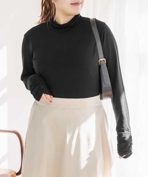 CLETTE(クレット)の「CLETTEオリジナルシルク混バックリボンハイネックシアーニット(ニット/セーター・レディース・ブラック/ホワイト/ブラウン・LL/3L/4L)」の9枚目の写真