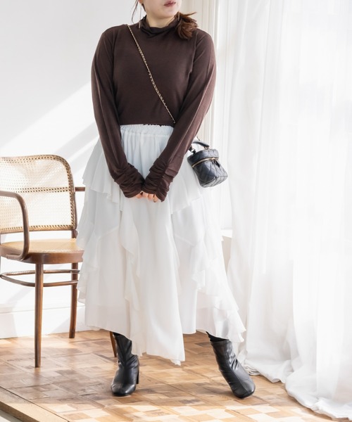 CLETTE(クレット)の「CLETTEオリジナルシルク混バックリボンハイネックシアーニット(ニット/セーター・レディース・ブラック/ホワイト/ブラウン・LL/3L/4L)」の14枚目の写真
