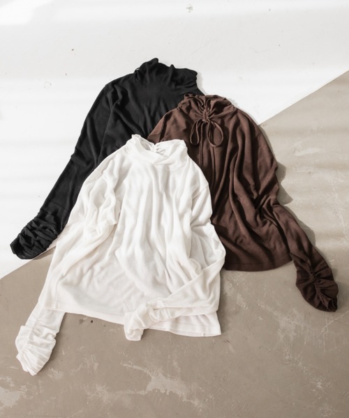 CLETTE(クレット)の「CLETTEオリジナルシルク混バックリボンハイネックシアーニット(ニット/セーター・レディース・ブラック/ホワイト/ブラウン・LL/3L/4L)」の16枚目の写真
