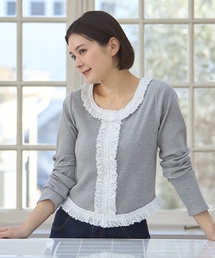 petit main LIEN（プティマインリアン）の「【親子リンク】レースフリルテレコ長袖Tシャツ（Tシャツ/カットソー）」