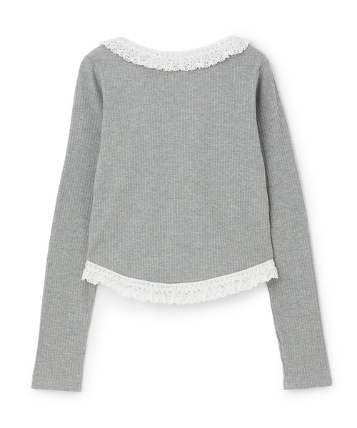 petit main LIEN(プティマインリアン)の「【親子リンク】レースフリルテレコ長袖Tシャツ(Tシャツ/カットソー・レディース・オフホワイト/トップグレー/ブラック・F)」の11枚目の写真