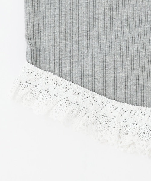 petit main LIEN(プティマインリアン)の「【親子リンク】レースフリルテレコ長袖Tシャツ(Tシャツ/カットソー・レディース・オフホワイト/トップグレー/ブラック・F)」の13枚目の写真