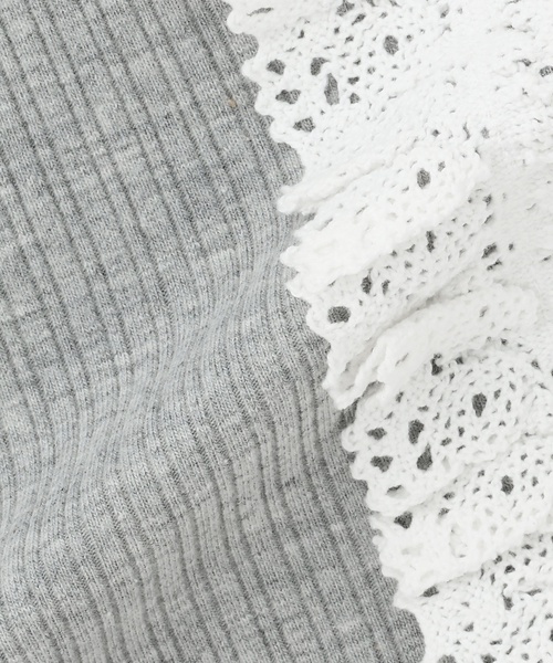 petit main LIEN(プティマインリアン)の「【親子リンク】レースフリルテレコ長袖Tシャツ(Tシャツ/カットソー・レディース・オフホワイト/トップグレー/ブラック・F)」の15枚目の写真