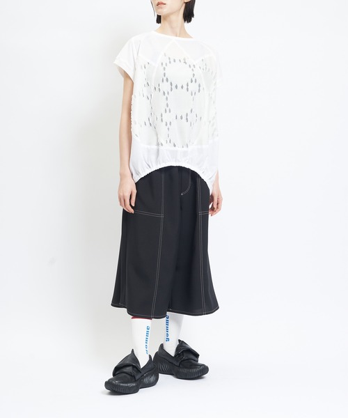 gomme(ゴム)の「チューリップブラウス(シャツ/ブラウス・レディース・ブラック/ホワイト・MEDIUM)」の3枚目の写真
