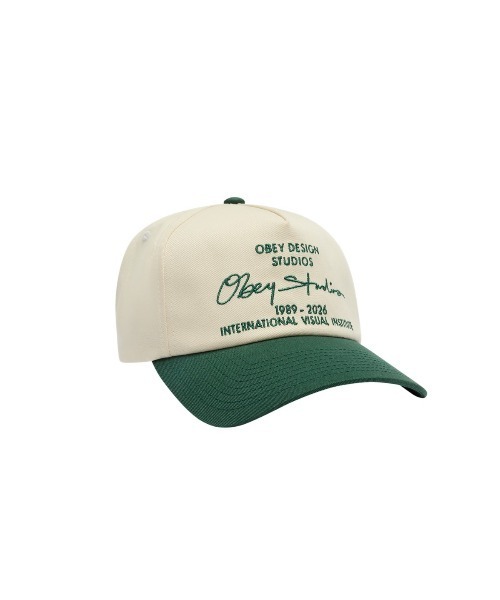 OBEY（オベイ）の「OBEY DESIGN STUDIO 5 PANEL STRAPBACK（オベイ デザイン スタジオ 5パネル ストラップバック）（キャップ・メンズ・ベージュ系/グリーン系/ブラック・ONE SIZE）」の3枚目の写真