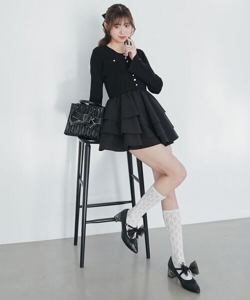 MAJESTIC LEGON（マジェスティックレゴン）の「2WAYリボンキラキラヒールパンプス（パンプス・レディース・ブラック/アイボリー・SMALL/X-LARGE/LARGE/MEDIUM）」の10枚目の写真