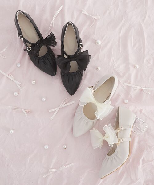 MAJESTIC LEGON（マジェスティックレゴン）の「2WAYリボンキラキラヒールパンプス（パンプス・レディース・ブラック/アイボリー・SMALL/X-LARGE/LARGE/MEDIUM）」の18枚目の写真