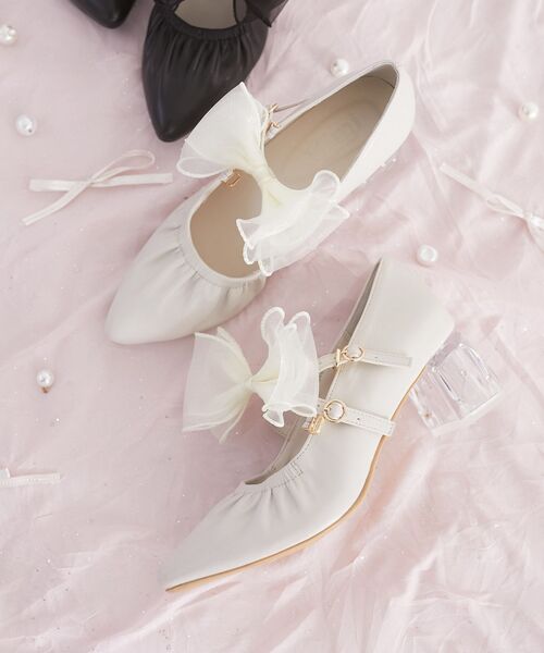 MAJESTIC LEGON（マジェスティックレゴン）の「2WAYリボンキラキラヒールパンプス（パンプス・レディース・ブラック/アイボリー・SMALL/X-LARGE/LARGE/MEDIUM）」の19枚目の写真