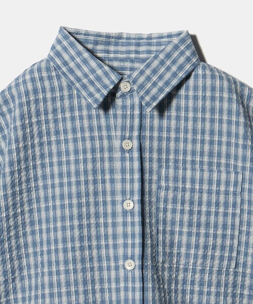 green label relaxing（グリーンレーベルリラクシング）の「チェック シャツ / キッズ  100cm-130cm（シャツ/ブラウス・キッズ・オフホワイト/ライトブルー・130cm/110cm/100cm/120cm）」の4枚目の写真