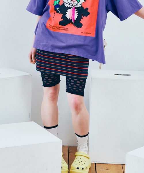 RNA(アールエヌエー)の「G1105 マルチボーダーレイヤードミニスカート(スカート・レディース・ブラック/レッド/グリーン・MEDIUM)」の3枚目の写真