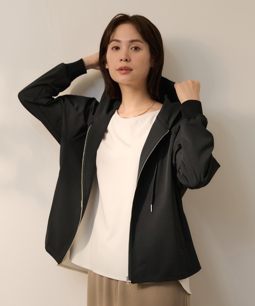 ketty(ケティ)の「CICAハイゴウ サークルストレッチパーカー≪洗濯機で洗える≫(その他アウター・レディース・ブラック・M)」の1枚目の写真