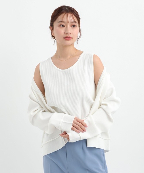 Andemiu（アンデミュウ）の「【前後2WAY】デザインタンク656642（タンクトップ・レディース・オフホワイト/ブラック/ブルー・FREE）」の11枚目の写真