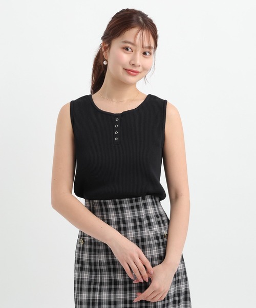 Andemiu（アンデミュウ）の「【前後2WAY】デザインタンク656642（タンクトップ・レディース・オフホワイト/ブラック/ブルー・FREE）」の12枚目の写真