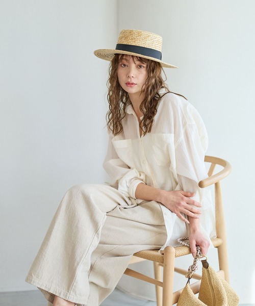 BAYFLOW（ベイフロー）の「[夏まで着られる]コットンシアーシャツ（シャツ/ブラウス・レディース・グリーン系/ピンク/ブラウン系/オフホワイト/イエロー系/ブルー系/ブラック系/ミント/オレンジ・FREE）」の19枚目の写真