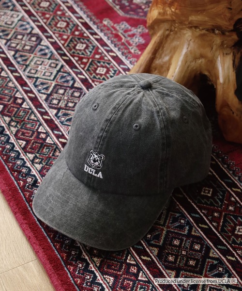 UCLA(ユーシーエルエー)の「UCLA PIGMENT LOW CAP 刺繍 熊 オールシーズン カレッジ(キャップ・メンズ・グレー/ブラック/ベージュ・FREE)」の1枚目の写真