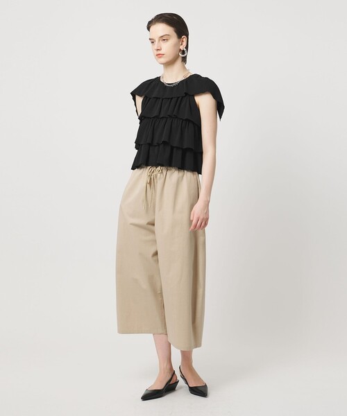 ASTRAET（アストラット）の「＜ASTRAET＞フリル  ティアード ノースリーブカットソー（Tシャツ/カットソー・レディース・ホワイト/ブラック・FREE）」の6枚目の写真