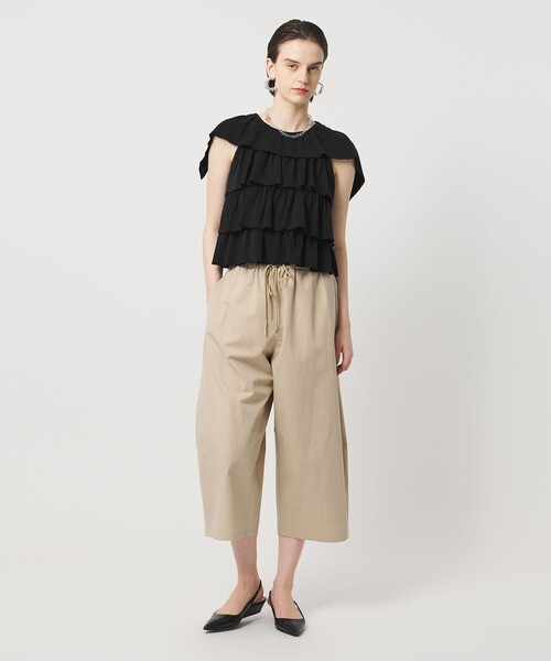 ASTRAET（アストラット）の「＜ASTRAET＞フリル  ティアード ノースリーブカットソー（Tシャツ/カットソー・レディース・ホワイト/ブラック・FREE）」の7枚目の写真