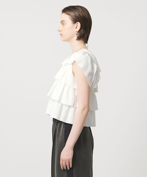 ASTRAET（アストラット）の「＜ASTRAET＞フリル  ティアード ノースリーブカットソー（Tシャツ/カットソー・レディース・ホワイト/ブラック・FREE）」の13枚目の写真