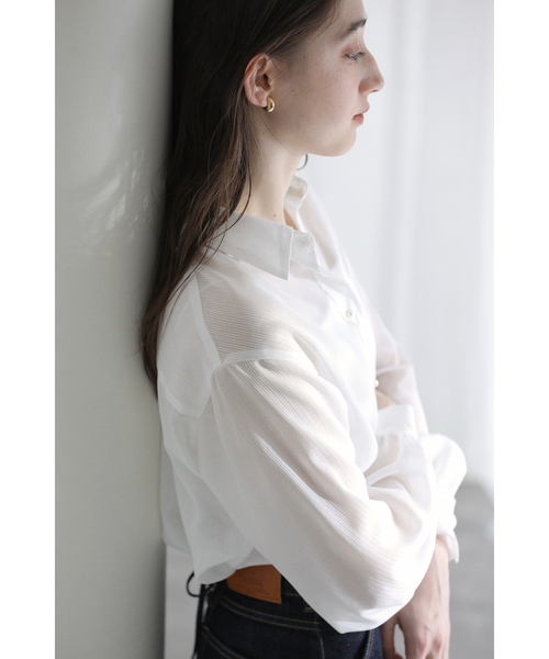 La TOTALITE（ラトータリテ）の「【洗える】ストライプシアーギャザーシャツ（シャツ/ブラウス・レディース・サックスブルー/ホワイト/イエロー・FREE）」の12枚目の写真