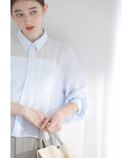 La TOTALITE（ラトータリテ）の「【洗える】ストライプシアーギャザーシャツ（シャツ/ブラウス・レディース・サックスブルー/ホワイト/イエロー・FREE）」の17枚目の写真