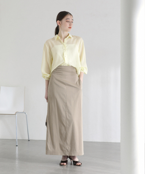 La TOTALITE（ラトータリテ）の「【洗える】ストライプシアーギャザーシャツ（シャツ/ブラウス・レディース・サックスブルー/ホワイト/イエロー・FREE）」の19枚目の写真