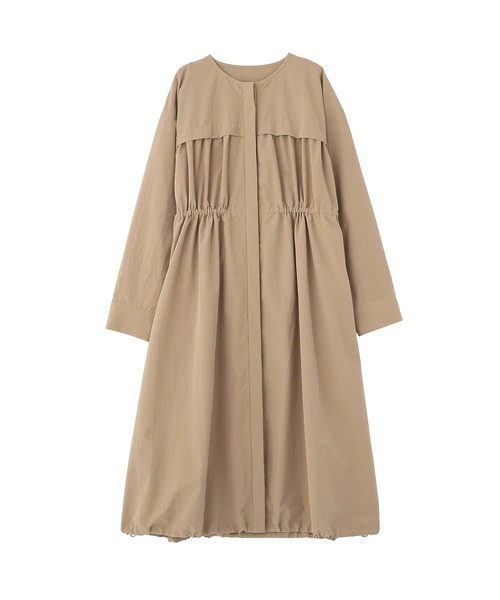 Green　Parks（グリーンパークス）の「ギャザードロストワンピース（シャツワンピース・レディース・カーキ/ブラック/ベージュ・FREE）」の8枚目の写真