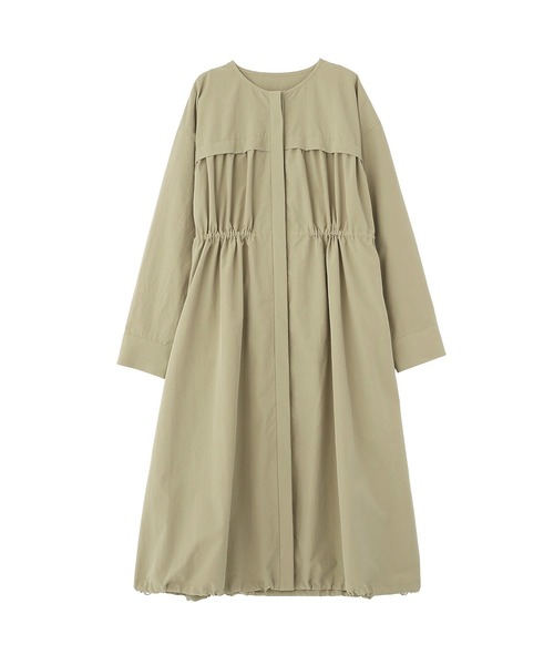 Green　Parks（グリーンパークス）の「ギャザードロストワンピース（シャツワンピース・レディース・カーキ/ブラック/ベージュ・FREE）」の10枚目の写真