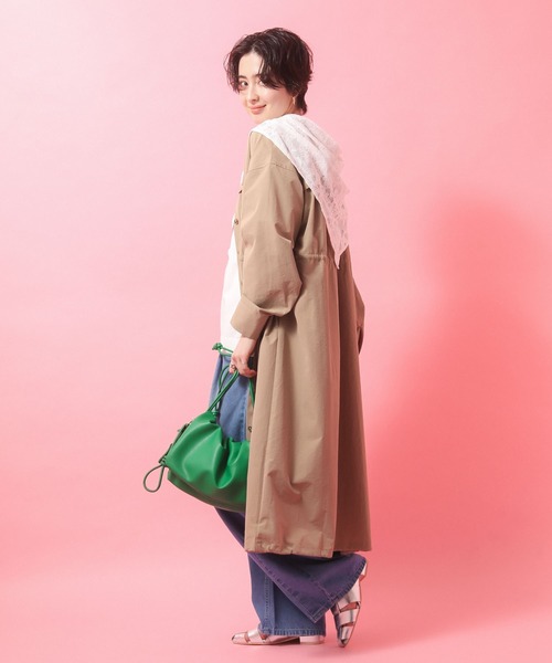 Green　Parks（グリーンパークス）の「ギャザードロストワンピース（シャツワンピース・レディース・カーキ/ブラック/ベージュ・FREE）」の13枚目の写真