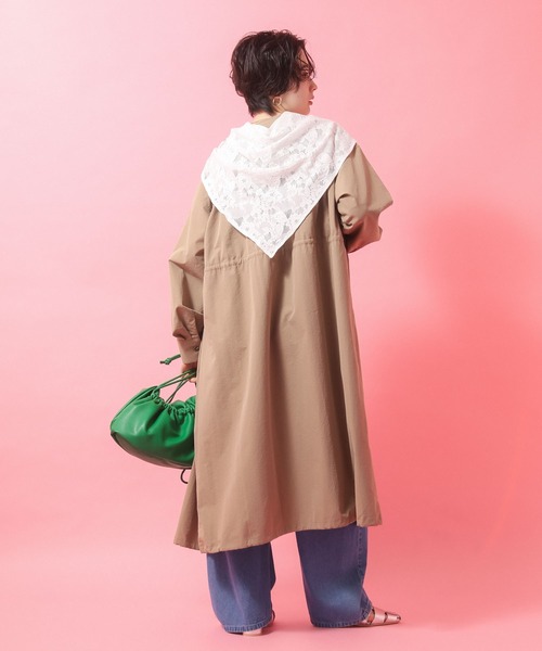 Green　Parks（グリーンパークス）の「ギャザードロストワンピース（シャツワンピース・レディース・カーキ/ブラック/ベージュ・FREE）」の14枚目の写真