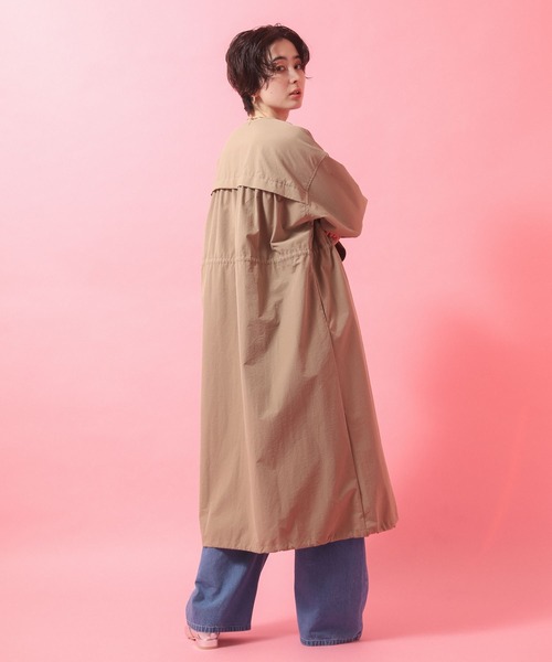 Green　Parks（グリーンパークス）の「ギャザードロストワンピース（シャツワンピース・レディース・カーキ/ブラック/ベージュ・FREE）」の17枚目の写真