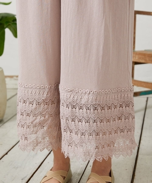 Jocomomola（ホコモモラ）の「天竺レースペチコートパンツ（その他パンツ・レディース・ミント/アイボリー/ライトピンク・40）」の5枚目の写真