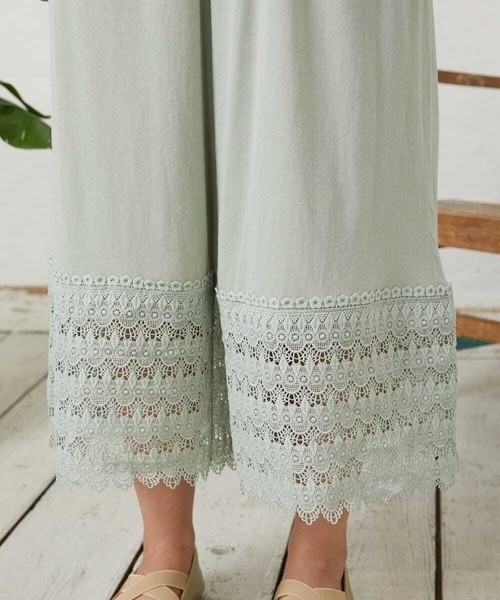 Jocomomola（ホコモモラ）の「天竺レースペチコートパンツ（その他パンツ・レディース・ミント/アイボリー/ライトピンク・40）」の7枚目の写真
