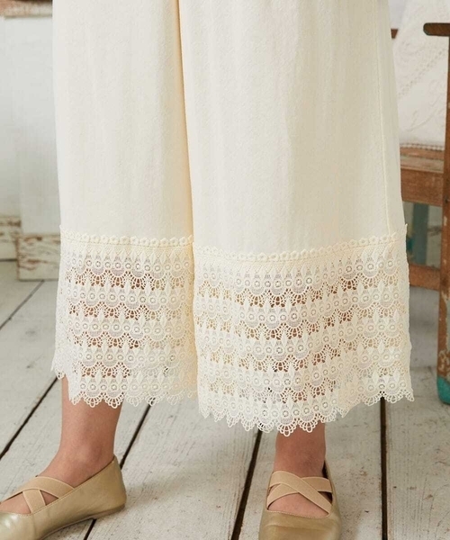 Jocomomola（ホコモモラ）の「天竺レースペチコートパンツ（その他パンツ・レディース・ミント/アイボリー/ライトピンク・40）」の13枚目の写真