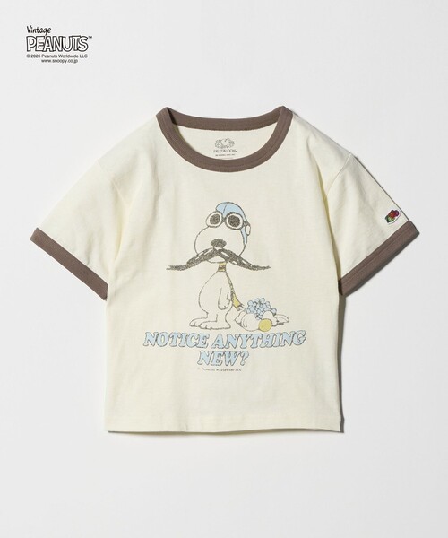 PEANUTS(ピーナッツ)の「【別注】<FRUIT OF THE LOOM × PEANUTS>リンガーTシャツ / キッズ 110cm-130cm(Tシャツ/カットソー・キッズ・ライトグレー/ホワイト/ライム・130cm/110cm/120cm)」の1枚目の写真