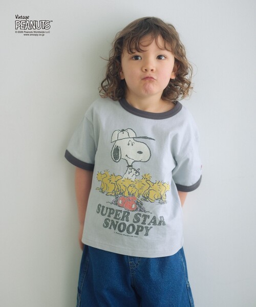 PEANUTS(ピーナッツ)の「【別注】<FRUIT OF THE LOOM × PEANUTS>リンガーTシャツ / キッズ 110cm-130cm(Tシャツ/カットソー・キッズ・ライトグレー/ホワイト/ライム・130cm/110cm/120cm)」の2枚目の写真