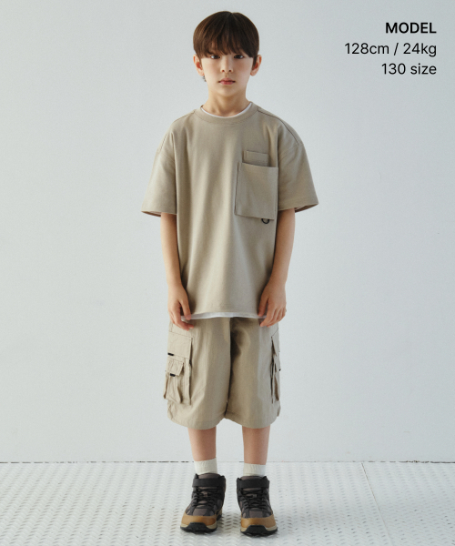 MUSINSA STANDARD KIDS（ムシンサスタンダードキッズ）の「[シティレジャー] オーバーサイズグラシスパケットTシャツ [グレイッシュベージュ]（Tシャツ/カットソー・レディース・その他・110/120/130/140/150/160）」の3枚目の写真