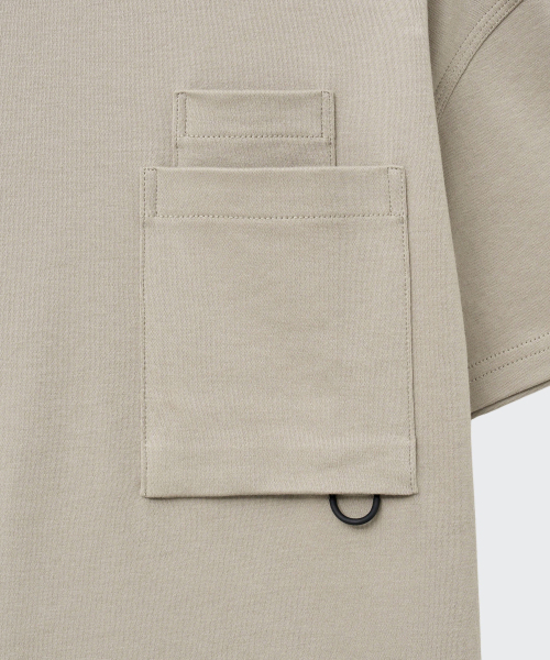 MUSINSA STANDARD KIDS（ムシンサスタンダードキッズ）の「[シティレジャー] オーバーサイズグラシスパケットTシャツ [グレイッシュベージュ]（Tシャツ/カットソー・レディース・その他・110/120/130/140/150/160）」の7枚目の写真