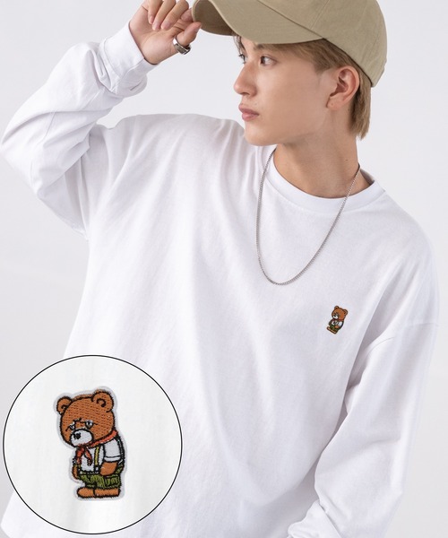 En serio TOKYO(エンソリオトーキョー)の「【SIDEWAYSTANCE】刺しゅうダウナーベア長袖Tシャツ SIDE24-038(Tシャツ/カットソー・メンズ・ホワイト/ブラック・X-LARGE/SMALL/LARGE)」の2枚目の写真